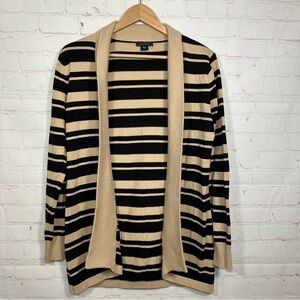 Metaphor Cardigan Sweater Womens Small Black Tan Open Front Long Sleeve